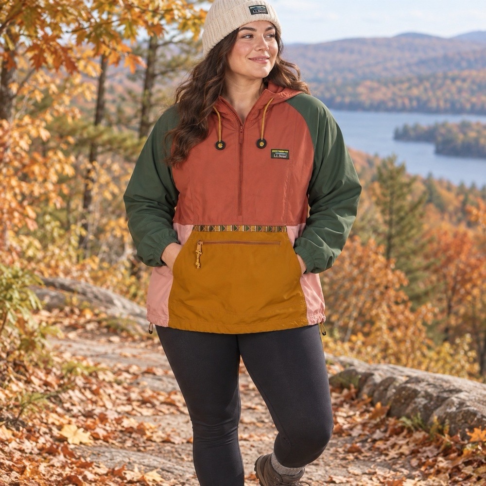 L.L. Bean Mountain Classic Anorak 1/2 Zip Pullover Hoodie Jacket Womens XL